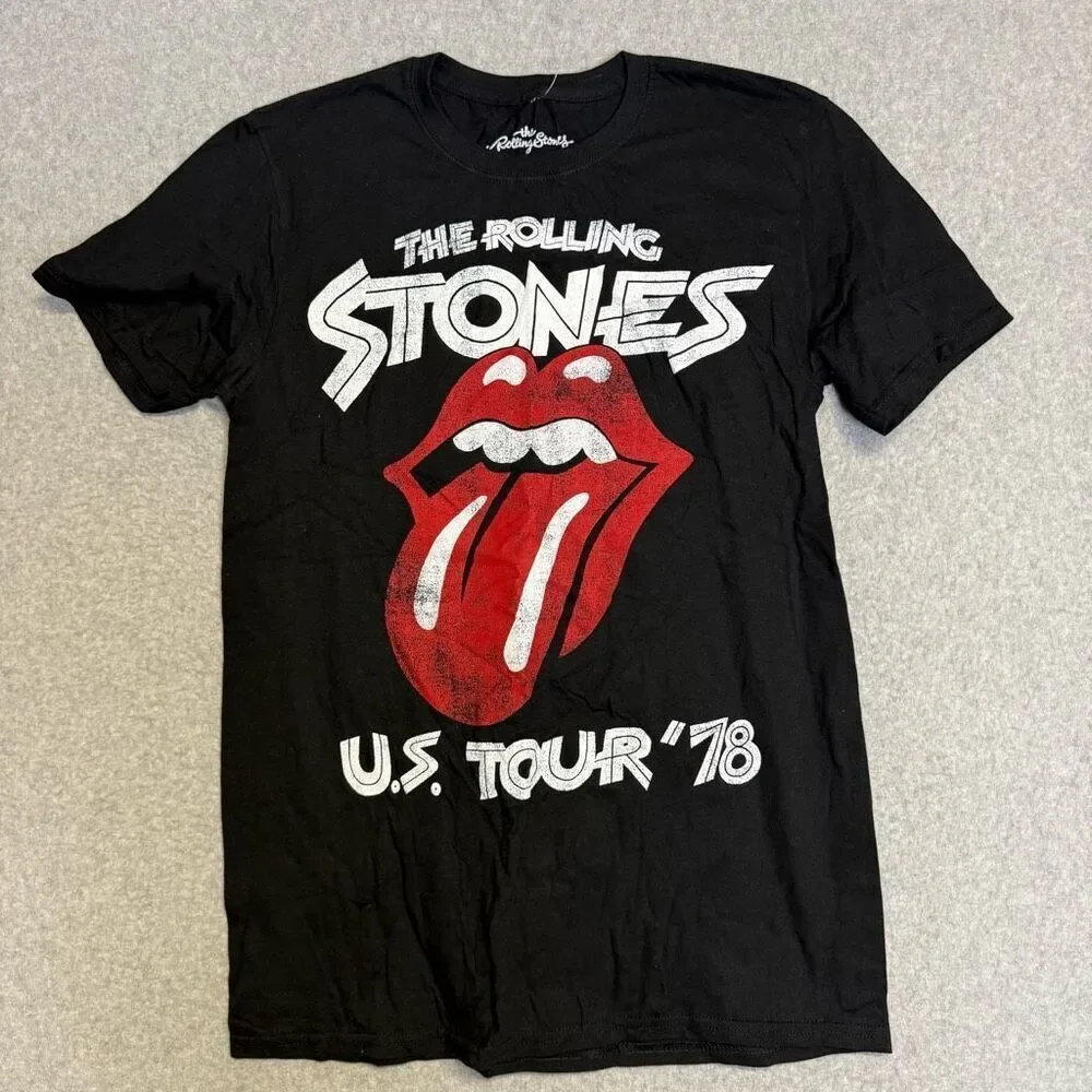 The Rolling Stones US Tour 78 Lips Tongue Black T-Shirt Women's Medium 2018 - Picture 1 of 6